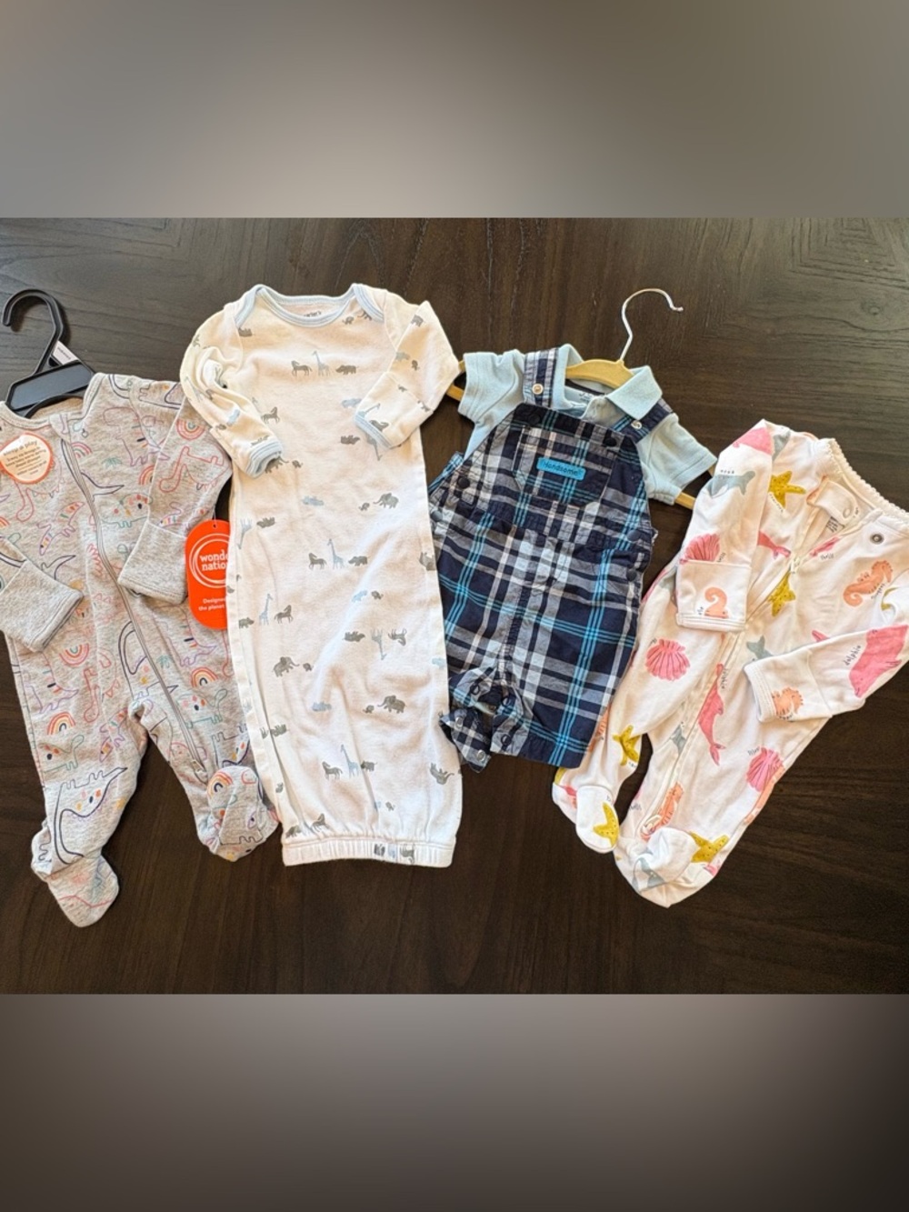 Newborn Baby Clothes Bundle NB Carter’s Wonder Nation Sleepers Outfit 4pc